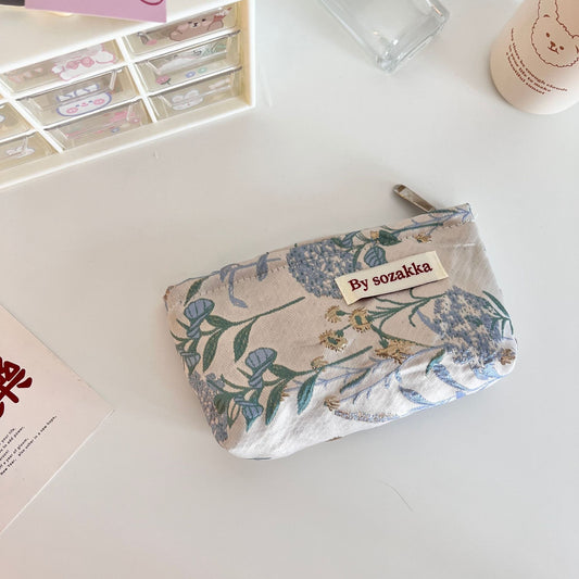 French Relief Flower Makeup Simple Portable Handbag Casual Mobile Phone Handheld Bag
