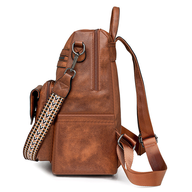 Retro Versatile Women's Backpack With Two-tone Fringe