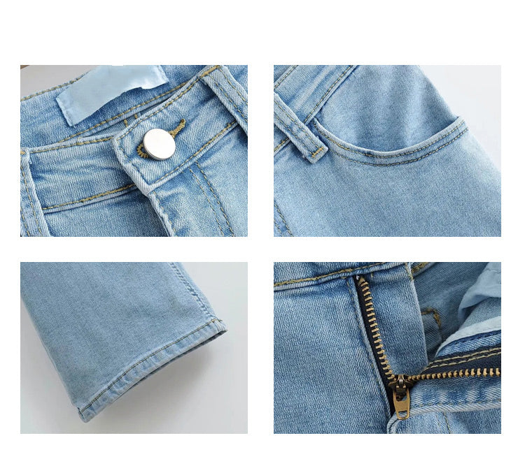 Retro Smalle Jeans med Høj Talje og Brede Ben Trend