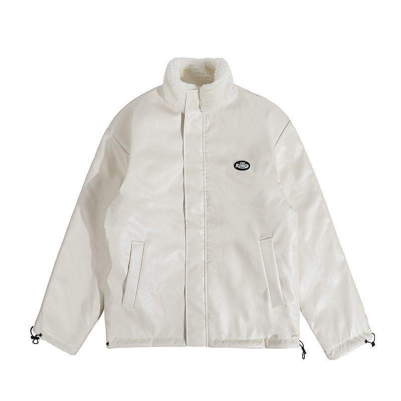PU Leather Lamb Velvet Double-sided Cotton-padded Jacket