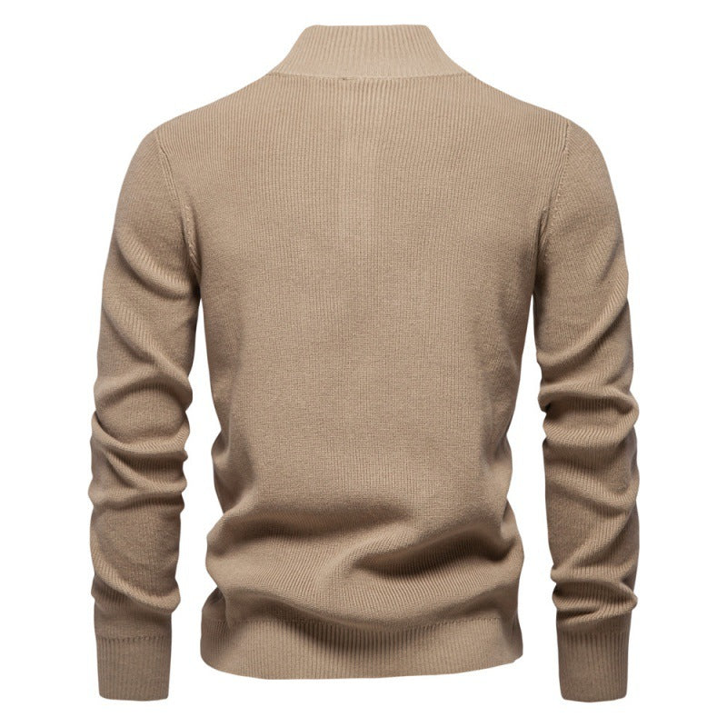 Højhalset Business Sweater til Mænd i Høj Kvalitet Ensfarvet Casual Sweater