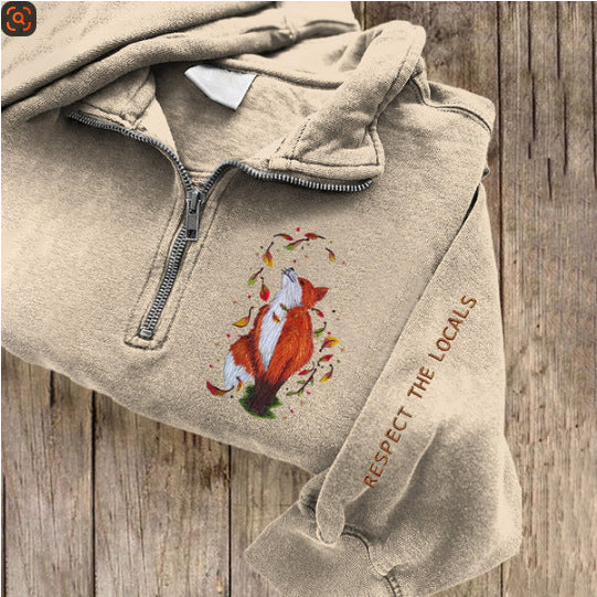 Lapel Half-zip Long-sleeve Casual Hoodie