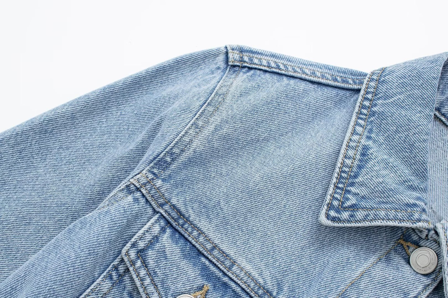 Elegant Notched Collar Long-Sleeve Distressed Denim Belted Dress For Women