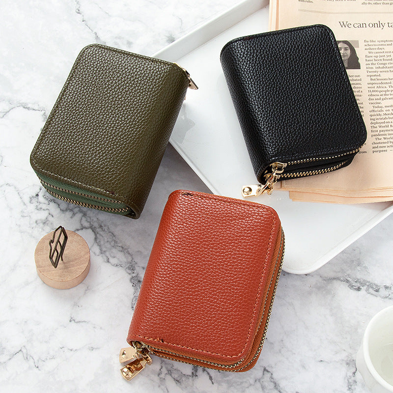 Women's Short Solid Leather Wallet