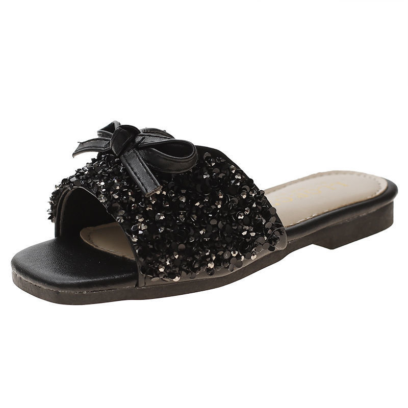 Girls Sequin Slippers Fashion Bow Flip Flops