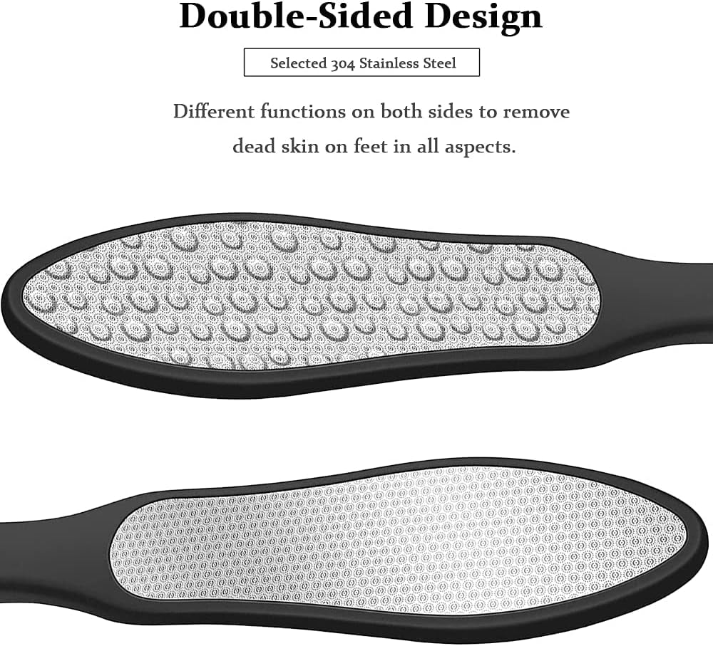 Hornhautentferner, Hornhautfeile, Hornhauthobel, Doppelseitig Edelstahl Fußfeile Hornhautraspel Für Fußpflege, Hornhaut Entfernen Fuß Und Verschrumpelte Haut Hornhaut - Schwarz