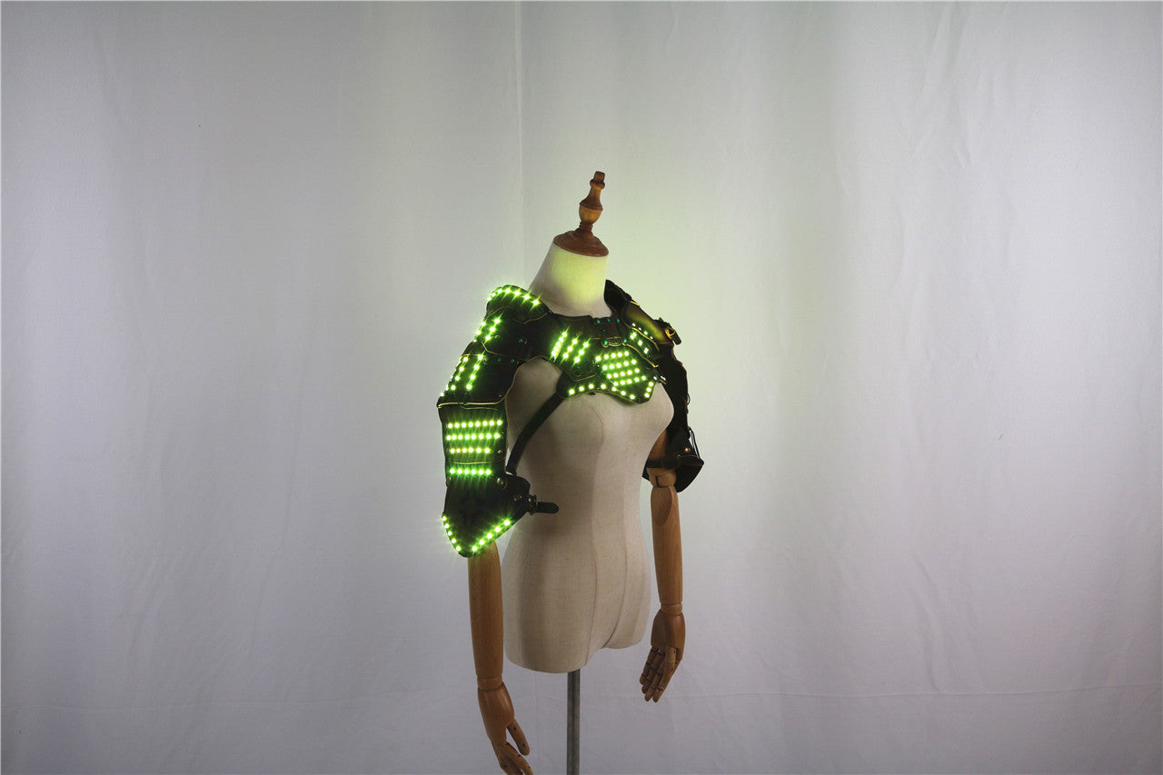 Glowing LED Clothes Armor Shawl PU Leather