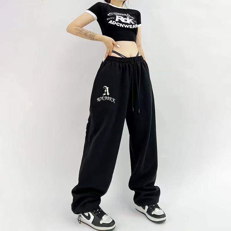 American Style Sports Loose Drawstring Design Sense Niche Hip Hop Pants