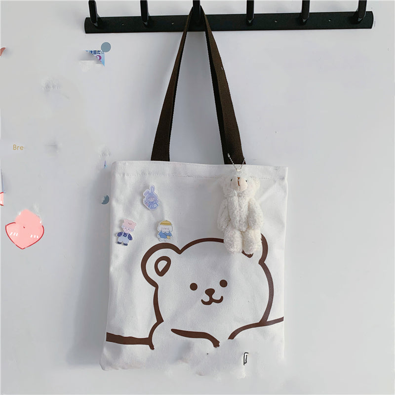 College Style Cute Cartoon Canvas Girl Shoulder Bag