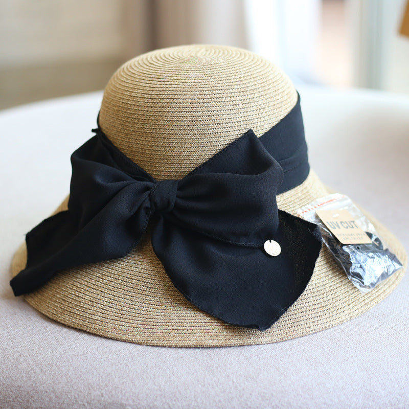 Women's Snow Hemp Big Bow Straw Hat