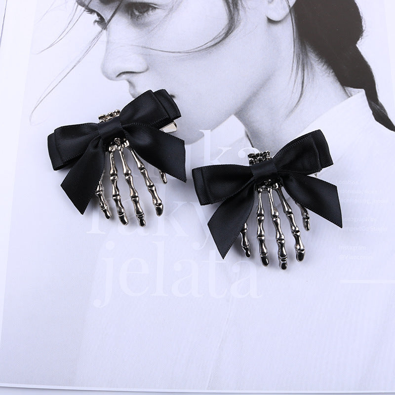 Personality Bow Skull Ghost Hand Claw Hairpin Headdress Retro Duckbill