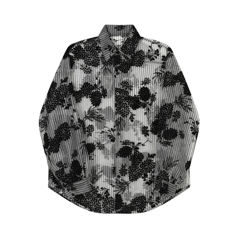 Jacquard Hollow-Out Casualskjorte til Mænd