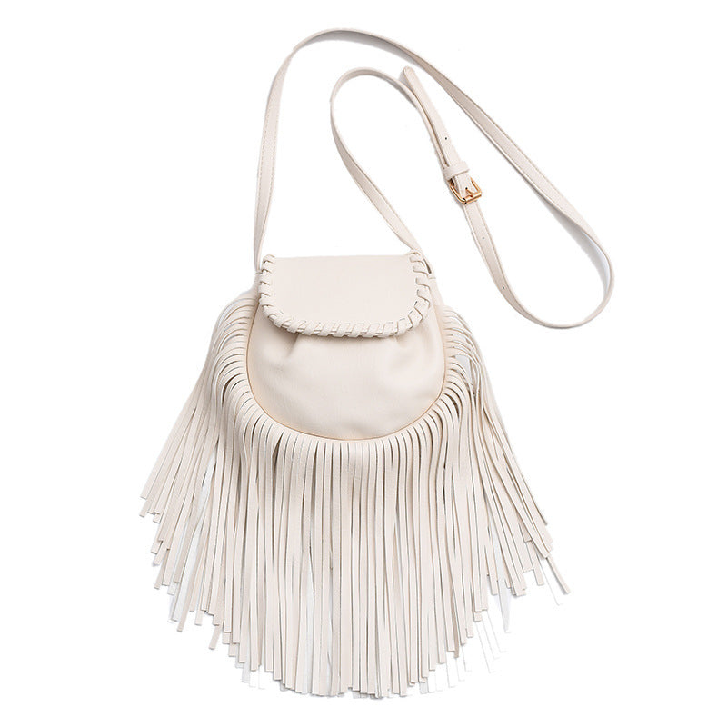 Fashion Trend Retro Tassel Shoulder Cross Body Bucket Bag