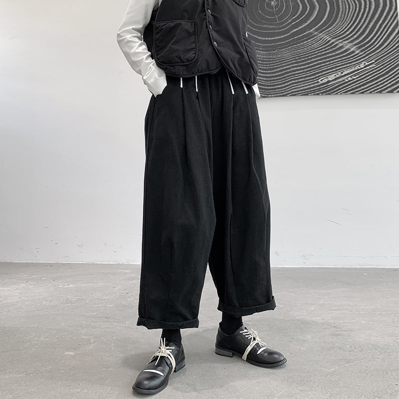 Wide-leg Casual Pants Female Corduroy Loose Color Matching Design