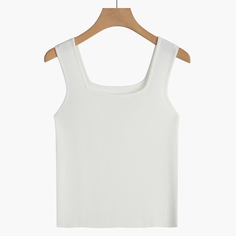 Square Neck Camisole Women's Suit With Sleeveless Short Top