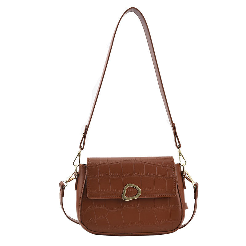 Personality Stone Pattern Stone Cracked Shoulder Bag With Stitching