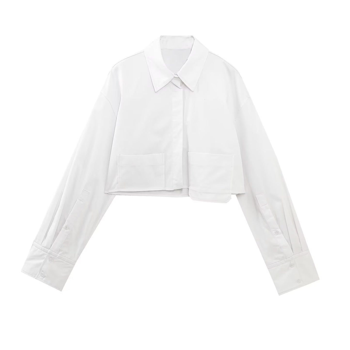 Spring Cross Border Women's Urban Casual Striped Poplin Short Shirt