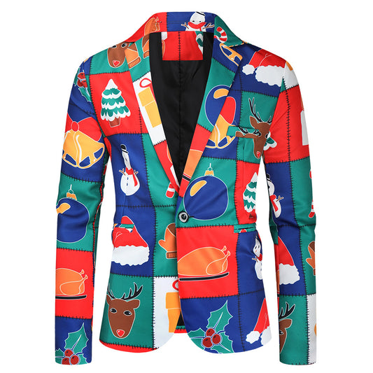 Men's Fashion Casual 3D Fun Printing Blazer