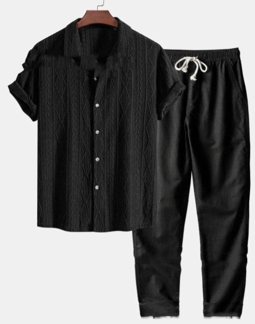 Loose Short Sleeve Shirt Trousers Suit Men