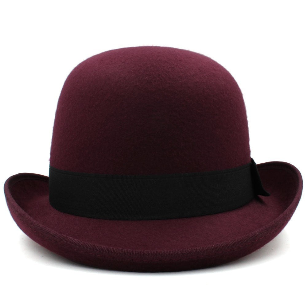 Versatile Round-crown Wool Felt Hat For Men With A Classic British Flair