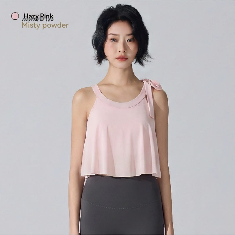 Womens Underwear Beautiful Back Anti-Shock One-Piece Fixed-Cup Mesh Bra Vest Fitness Yoga Wear
