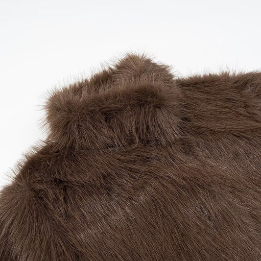 Thickened Warm Faux Fox-fur Fur Coat With A Stand-up Collar