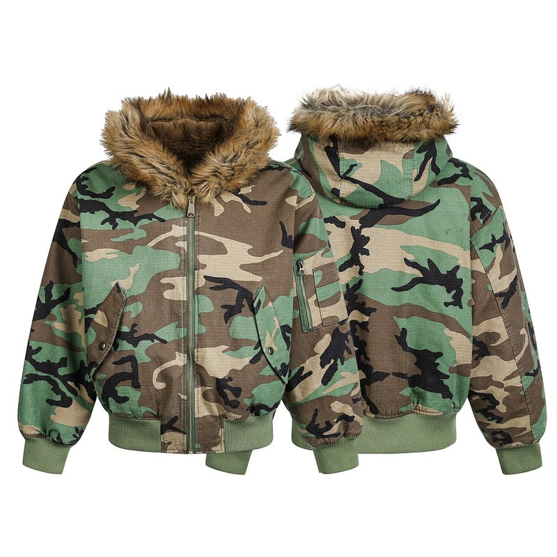 Hooded Cotton-padded Coats For Men And Women Retro-style  Couples Warm Wear