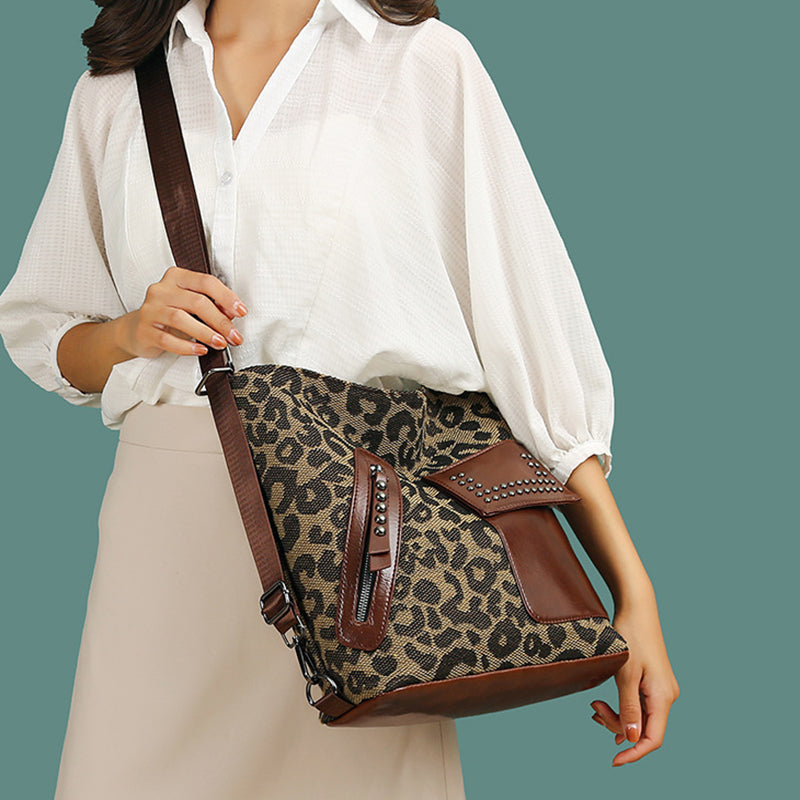 Houndstooth Rygsæk til Kvinder Mode Nitte Design Leopard Skuldertasker