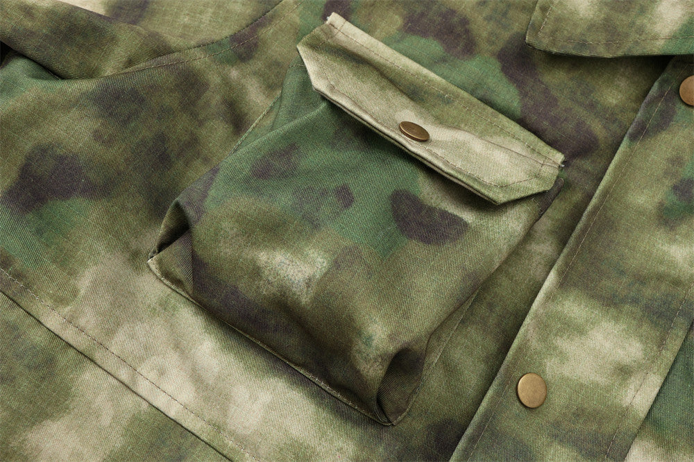 Tactical Camouflage Military Coat Men's European And American Loose Mid-length Jacket
