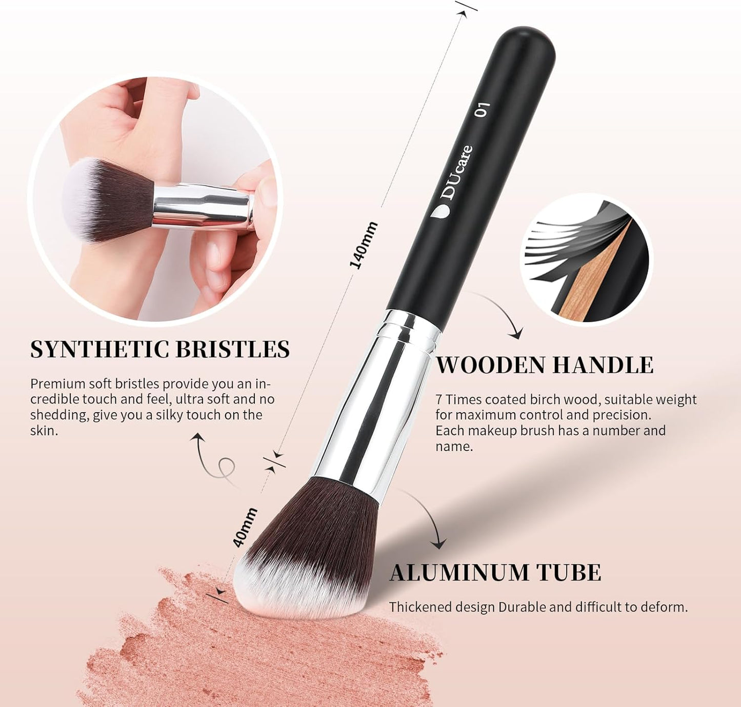 Ducare Set De Brochas De Maquillaje 15 Pcs Con Bolsa Profesional Brochas De Maquillaje Synthetic,Mango De Madera,Brocha Para Contorno De Ojos Y Rubor,Regalo Para San Valentín,Navidad Y Año Nuevo