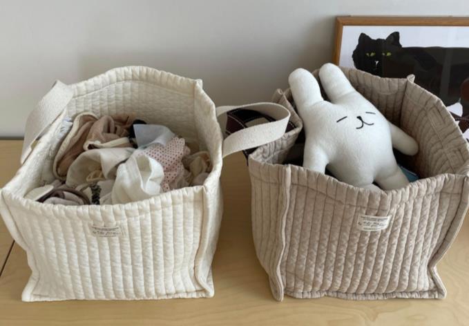 Vatteret Broderet Håndtaske Baby Sengeopbevaringstaske