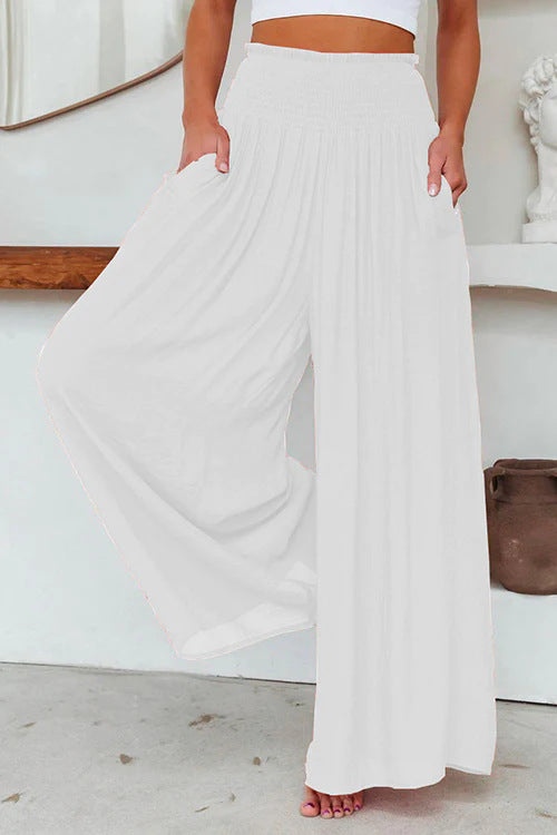 Cotton Wide-leg Pants Loose And Elastic Pocket Casual Pants Trousers