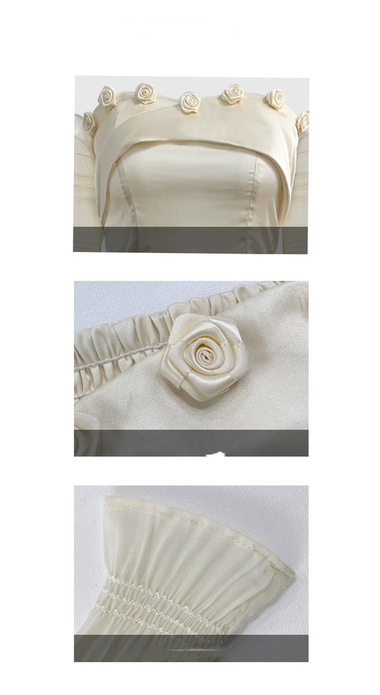 Original French Off Shoulder Sleeves And Bra Top