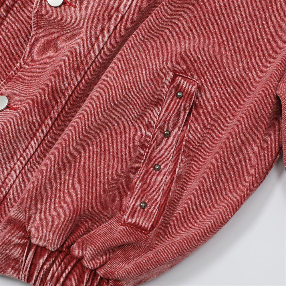 Guochao High Street Fake Two-piece Denim Jacket