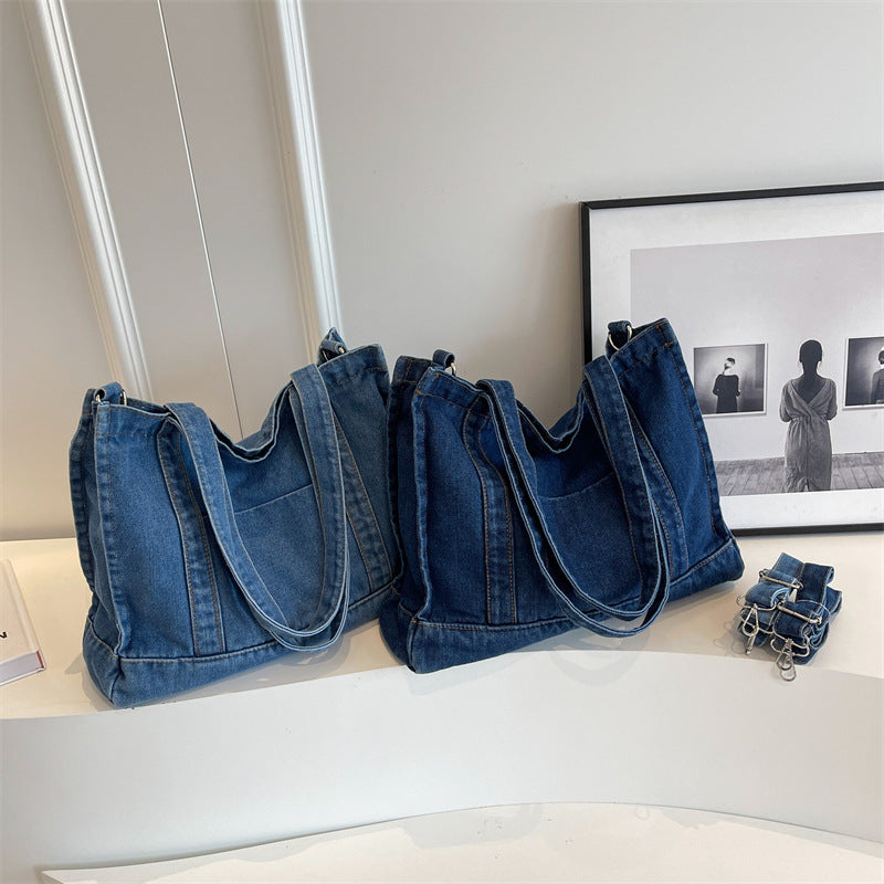 Women's Denim Fashion Large Capacity Shoulder Commuter Handbag