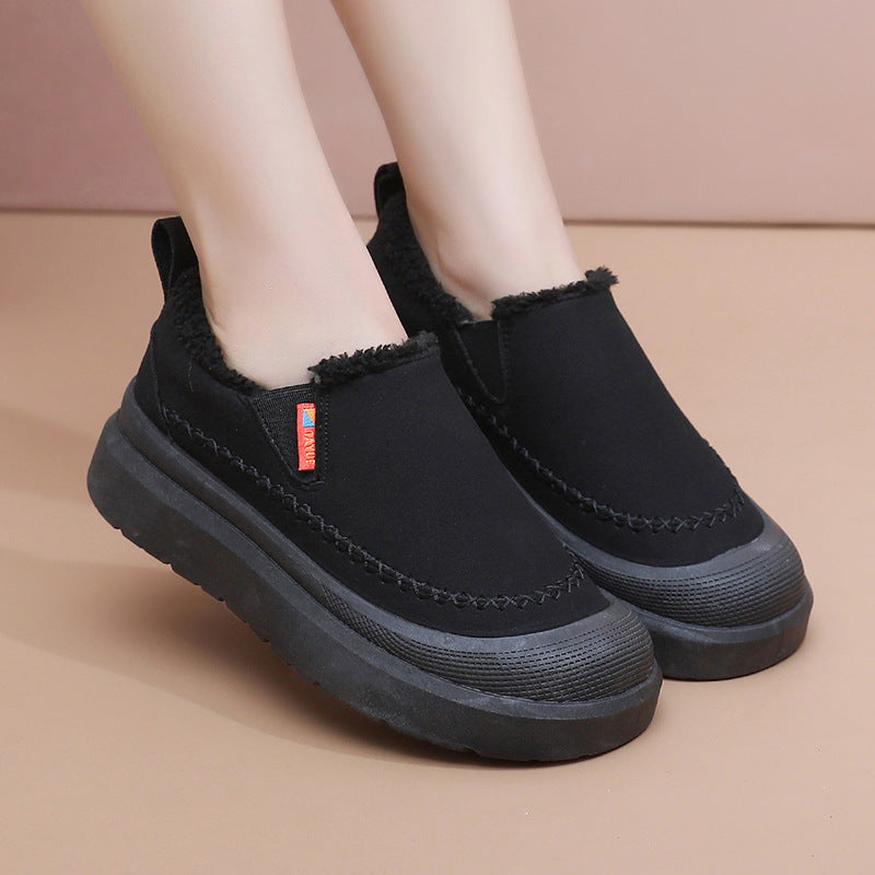 Fleece Lined Comfortable Platform Non-slip Warm One Pedal Shoes