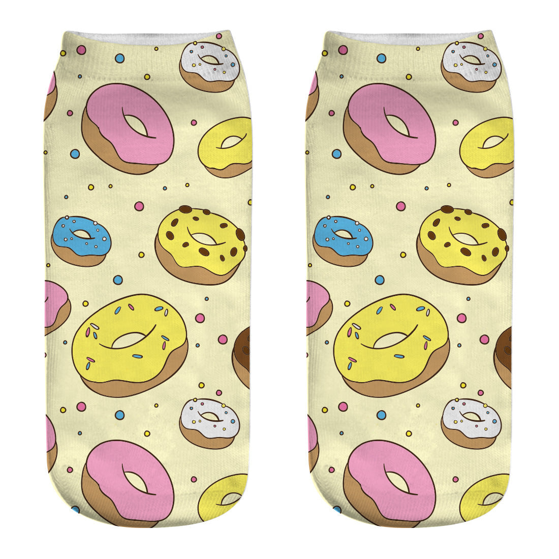 New 3D Digital Printing Harajuku Food Donut Socks Cartoon Three-dimensional Printing