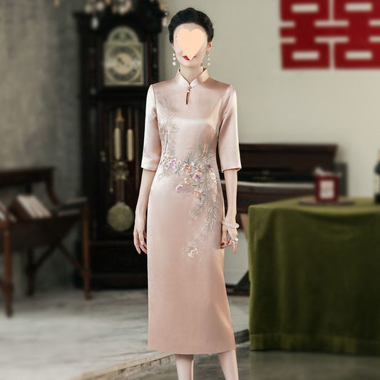 Elegant Cheongsam i Acetat til Bryllupsgæster og Mødre