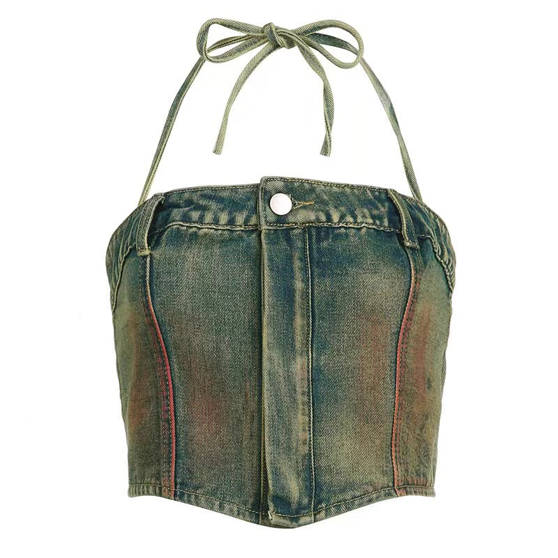 Denim Sling Multi-bag Color Skirt Suit