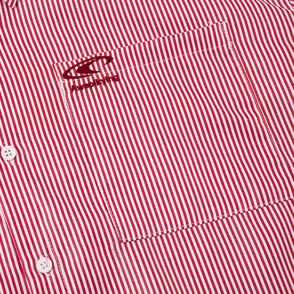 Vertical Striped Long-sleeved Shirt Men's Autumn Loose American Style