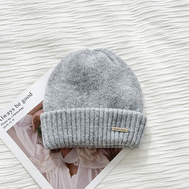 Woolen Cap Thermal Wool Letter Pullover Knitted Hat