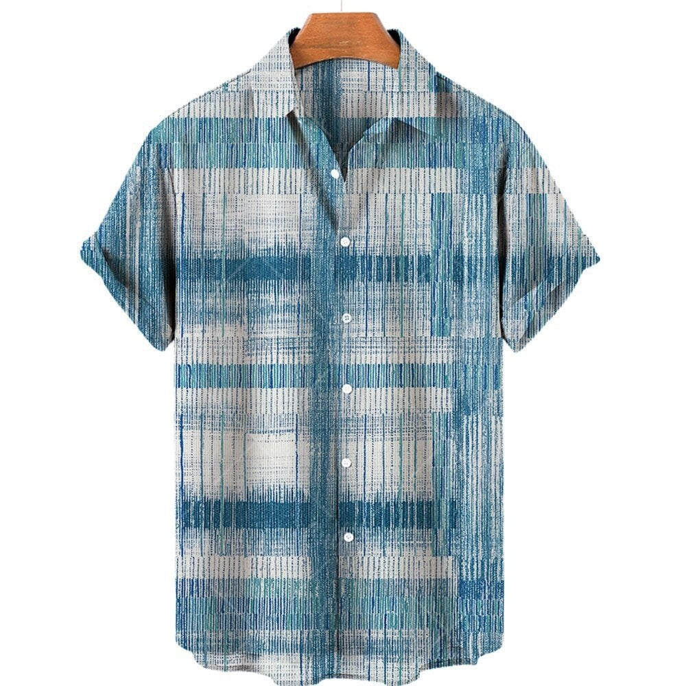 Men's Casual Fashion 3D Digital Printing Short Sleeve Shirt