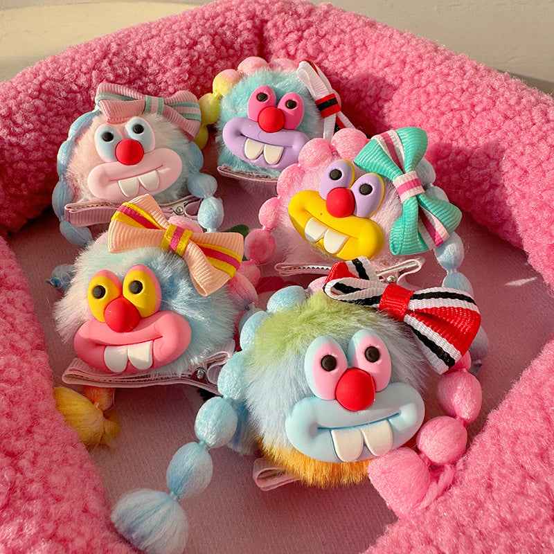 Korean Color Hair Ball Hair Clip Duckbilled Headdress