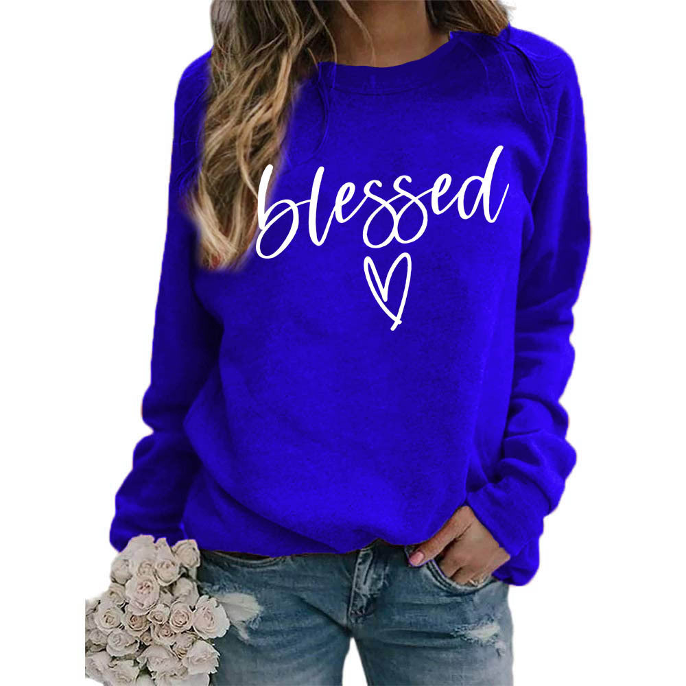 Love Print Round Neck Women's Top