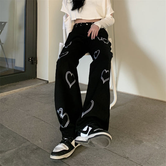 Retro Love Casual Pants All-match High Waist Pants Fashion