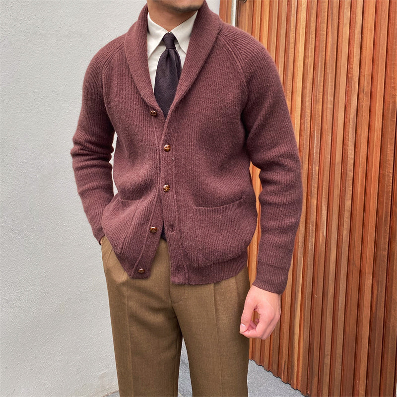 Tynd Vintage Strikket Cardigan til Mænd Retro