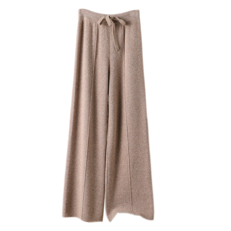 New High Waist Outer Wear Thick Wool Knitted Trousers Drape