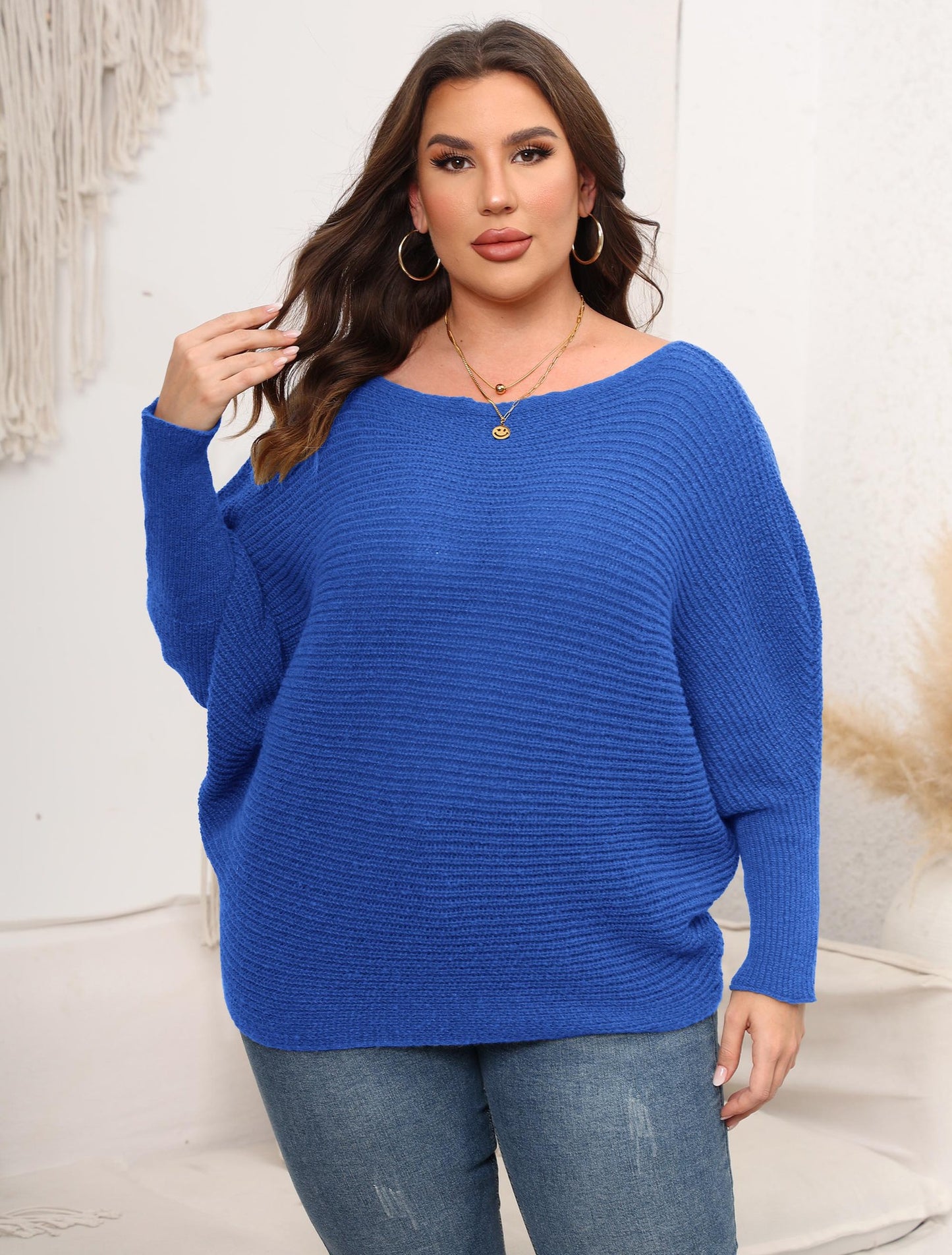 Batwing Sleeve Off-shoulder Loose Women's Sweater