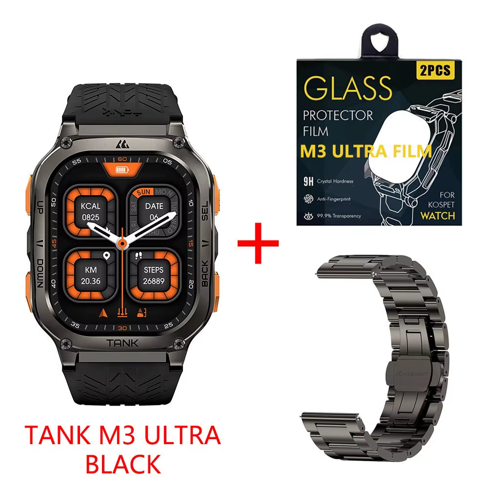 TANK M3 Ultra GPS Smart Watch for Men 480Mah 60Days Battery Compass Altimeter Barometric Bluetooth Call 5ATM Waterproof