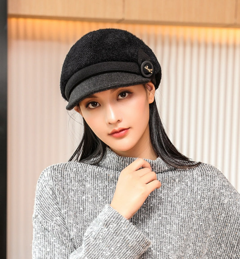 Peaked Cap Beret Women's Earflaps Thickened
